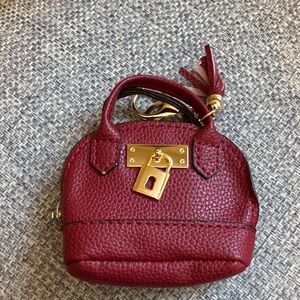 Stylish Red Mini Purse Bag Charm with Gold Accents